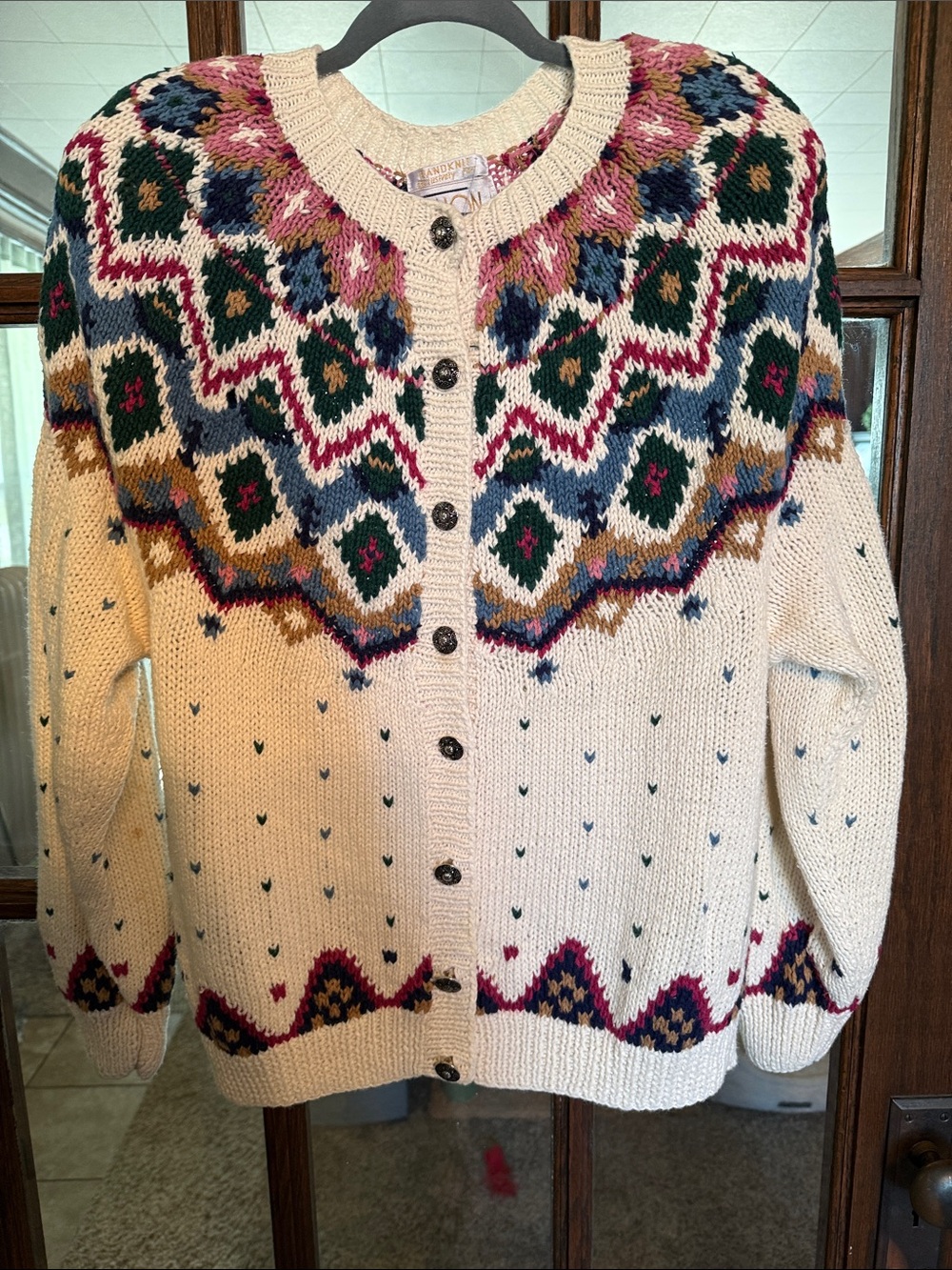 Cream Fair Isle Button-Front Cardigan Sweater